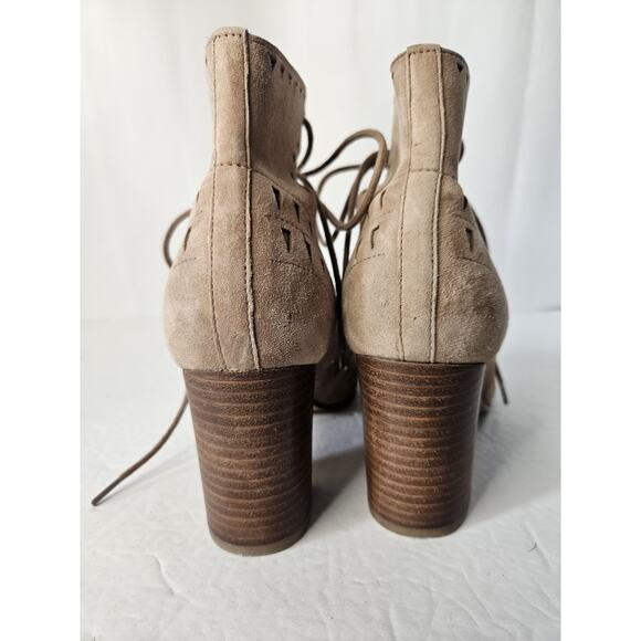 Nine West Sandals WMNS 7.5 Brown Janelo Heel Open Toe Block Strappy Boho Cut Out - Picture 5 of 7